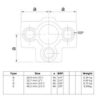 Doos T-stuk met zij-uitgang - zwart-A / 21,3 mm (80 stuks)